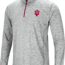 Colosseum Men's Indiana Hoosiers Gray Rival Poly 1/4 Zip Jacket
