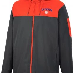 Colosseum Men's Clemson Tigers Grey Hooded Windbreaker