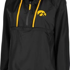 Colosseum Women's Iowa Hawkeyes Black Doodling Packable Quarter-Zip Anorak