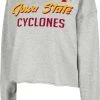 Colosseum Women's Iowa State Cyclones Grey Treehouse Cropped Pullover Hoodie