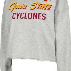 Colosseum Women's Iowa State Cyclones Grey Treehouse Cropped Pullover Hoodie