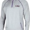 Colosseum Men's LSU Tigers Grey Timeline Quarter-Zip Pullover Hoodie