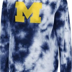 Colosseum Women's Michigan Wolverines Navy Tie-Dye Crew Pullover Sweatshirt