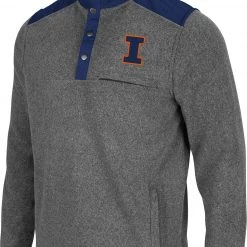 Colosseum Men's Illinois Fighting Illini Grey Huff Quarter-Snap Pullover Jacket