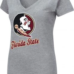 Colosseum Women's Florida State Seminoles Grey Dual Blend V-Neck T-Shirt