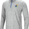 Colosseum Men's Kansas Jayhawks Gray Rival Poly 1/4 Zip Jacket