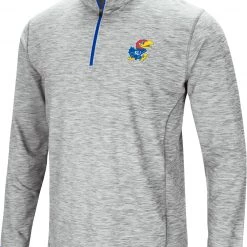 Colosseum Men's Kansas Jayhawks Gray Rival Poly 1/4 Zip Jacket
