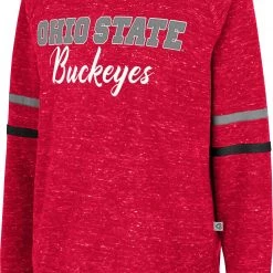 Colosseum Women's Ohio State Buckeyes Scarlet Beach Break Pullover Sweatshirt