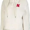 Colosseum Women's Nebraska Cornhuskers White Snap! Sherpa Henley Pullover Hoodie