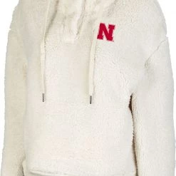 Colosseum Women's Nebraska Cornhuskers White Snap! Sherpa Henley Pullover Hoodie
