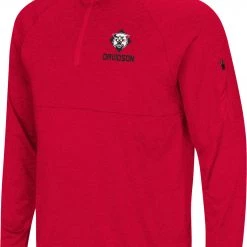 Colosseum Men's Davidson Wildcats Red Rival Quarter-Zip Pullover Shirt