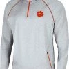 Colosseum Men's Clemson Tigers Grey Timeline Quarter-Zip Pullover Hoodie