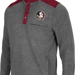 Colosseum Men's Florida State Seminoles Grey Huff Quarter-Snap Pullover Jacket
