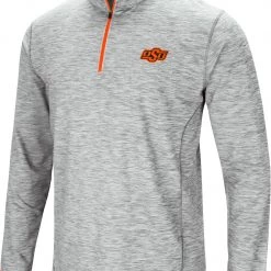 Colosseum Men's Oklahoma State Cowboys Gray Rival Poly 1/4 Zip Jacket