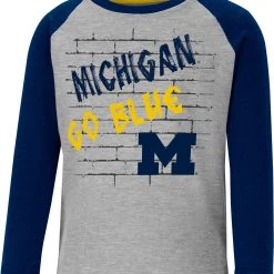 Colosseum Toddler Michigan Wolverines Gray East End Raglan Longsleeve T-Shirt For Girls'