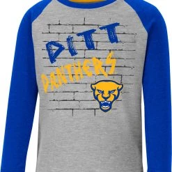 Colosseum Toddler Pitt Panthers Gray East End Raglan Longsleeve T-Shirt For Girls'