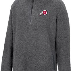 Colosseum Men's Utah Utes Grey Keeping Score Sherpa 1/4 Zip Jacket