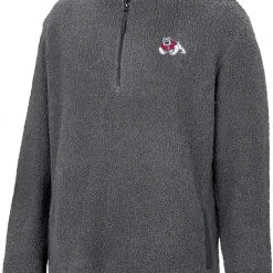 Colosseum Men's Fresno State Bulldogs Grey Keeping Score Sherpa 1/4 Zip Jacket