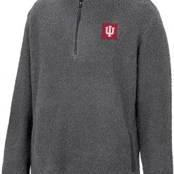 Colosseum Men's Indiana Hoosiers Grey Keeping Score Sherpa 1/4 Zip Jacket