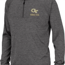 Colosseum Youth Georgia Tech Yellow Jackets Grey Quarter-Zip Pullover Shirt For Boys'