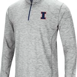 Colosseum Men's Illinois Fighting Illini Gray Rival Poly 1/4 Zip Jacket