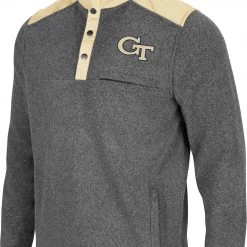 Colosseum Men's Georgia Tech Yellow Jackets Grey Huff Quarter-Snap Pullover Jacket