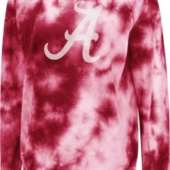 Colosseum Women's Alabama Crimson Tide Crimson Tie-Dye Crew Pullover Sweatshirt