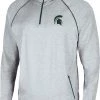 Colosseum Men's Michigan State Spartans Grey Timeline Quarter-Zip Pullover Hoodie