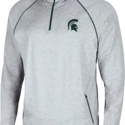 Colosseum Men's Michigan State Spartans Grey Timeline Quarter-Zip Pullover Hoodie