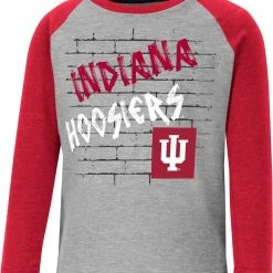 Colosseum Toddler Indiana Hoosiers Gray East End Raglan Longsleeve T-Shirt For Girls'