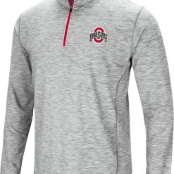 Colosseum Men's Ohio State Buckeyes Gray Rival Poly 1/4 Zip Jacket