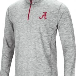 Colosseum Men's Alabama Crimson Tide Gray Rival Poly 1/4 Zip Jacket