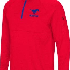 Colosseum Men's Southern Methodist Mustangs Red Rival Quarter-Zip Pullover Shirt
