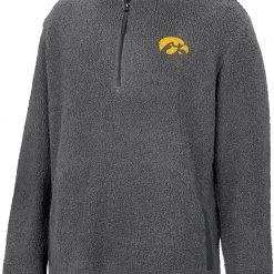 Colosseum Men's Iowa Hawkeyes Grey Keeping Score Sherpa 1/4 Zip Jacket