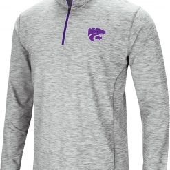 Colosseum Men's Kansas State Wildcats Gray Rival Poly 1/4 Zip Jacket