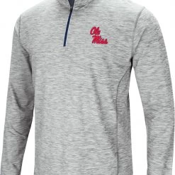 Colosseum Men's Ole Miss Rebels Gray Rival Poly 1/4 Zip Jacket