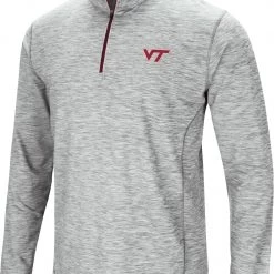 Colosseum Men's Virginia Tech Hokies Gray Rival Poly 1/4 Zip Jacket
