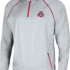 Colosseum Men's Ohio State Buckeyes Grey Timeline Quarter-Zip Pullover Hoodie