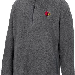 Colosseum Men's Louisville Cardinals Grey Keeping Score Sherpa 1/4 Zip Jacket
