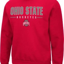 Colosseum Men's Ohio State Buckeyes Scarlet Time Machine Crew Pullover Sweatshirt