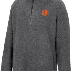 Colosseum Men's Syracuse Orange Grey Keeping Score Sherpa 1/4 Zip Jacket