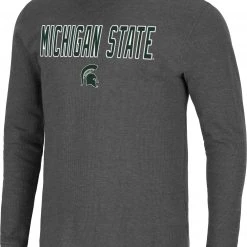 Colosseum Men's Michigan State Spartans Grey Dragon Long Sleeve Thermal T-Shirt