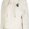 Colosseum Women's Michigan State Spartans White Snap! Sherpa Henley Pullover Hoodie