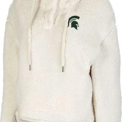 Colosseum Women's Michigan State Spartans White Snap! Sherpa Henley Pullover Hoodie
