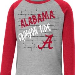 Colosseum Toddler Alabama Crimson Tide Gray East End Raglan Longsleeve T-Shirt For Girls'