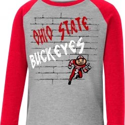 Colosseum Toddler Ohio State Buckeyes Gray East End Raglan Longsleeve T-Shirt For Girls'