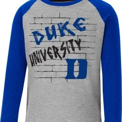 Colosseum Toddler Duke Blue Devils Gray East End Raglan Longsleeve T-Shirt For Girls'