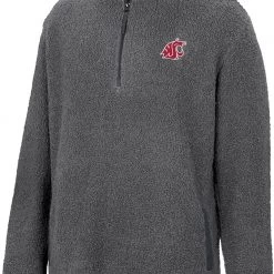 Colosseum Men's Washington State Cougars Grey Keeping Score Sherpa 1/4 Zip Jacket