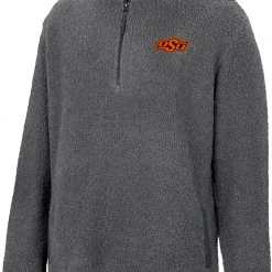 Colosseum Men's Oklahoma State Cowboys Grey Keeping Score Sherpa 1/4 Zip Jacket