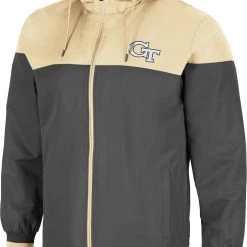 Colosseum Men's Georgia Tech Yellow Jackets Grey Game Night Full-Zip Jacket